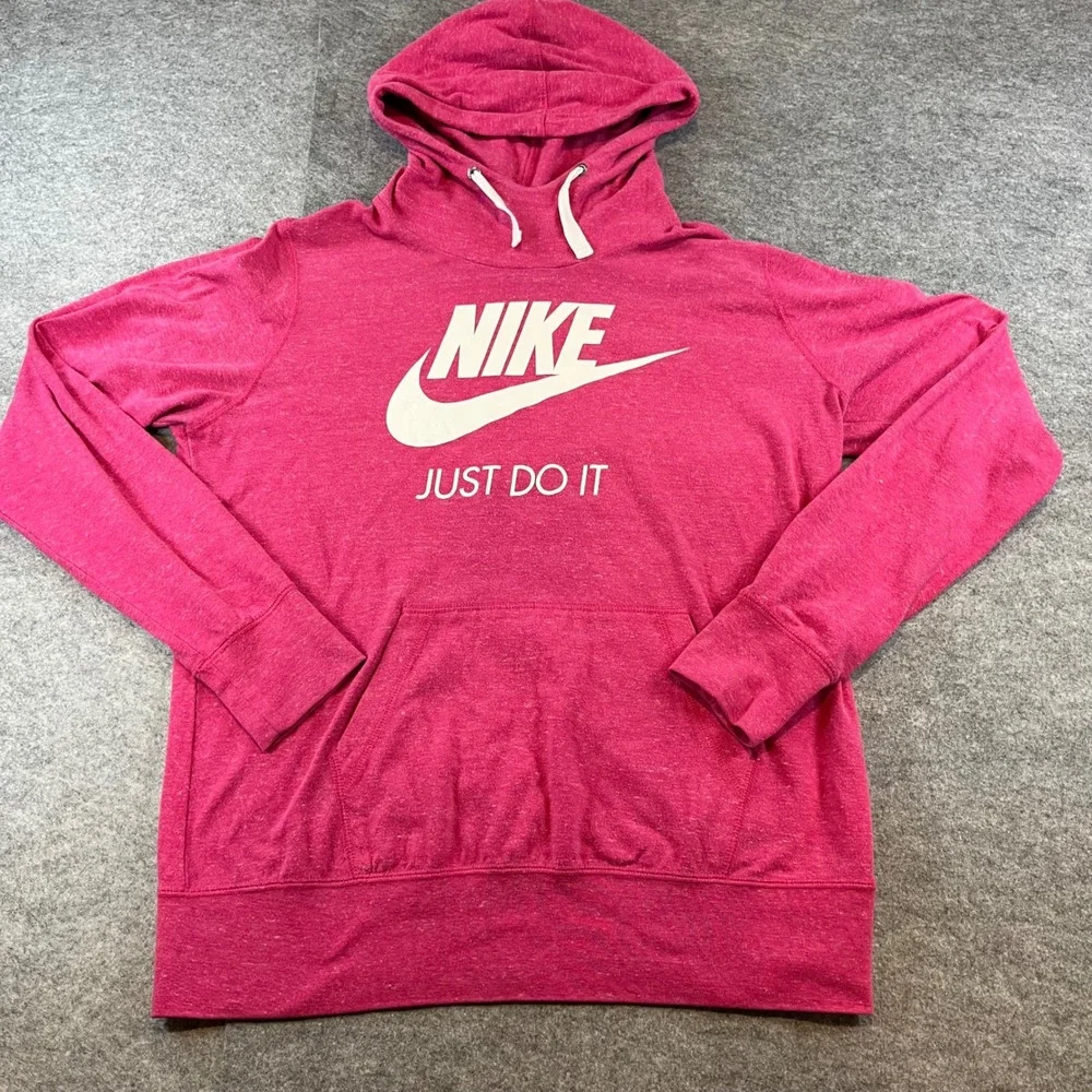 Nike Womens Just Do It Pullover Hoodie Pink Athleisure‎ Gym XL Swoosh Graphic